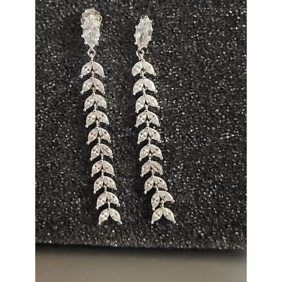 Sterling Silver Marquise Drop Earrings - Picture 5 of 6